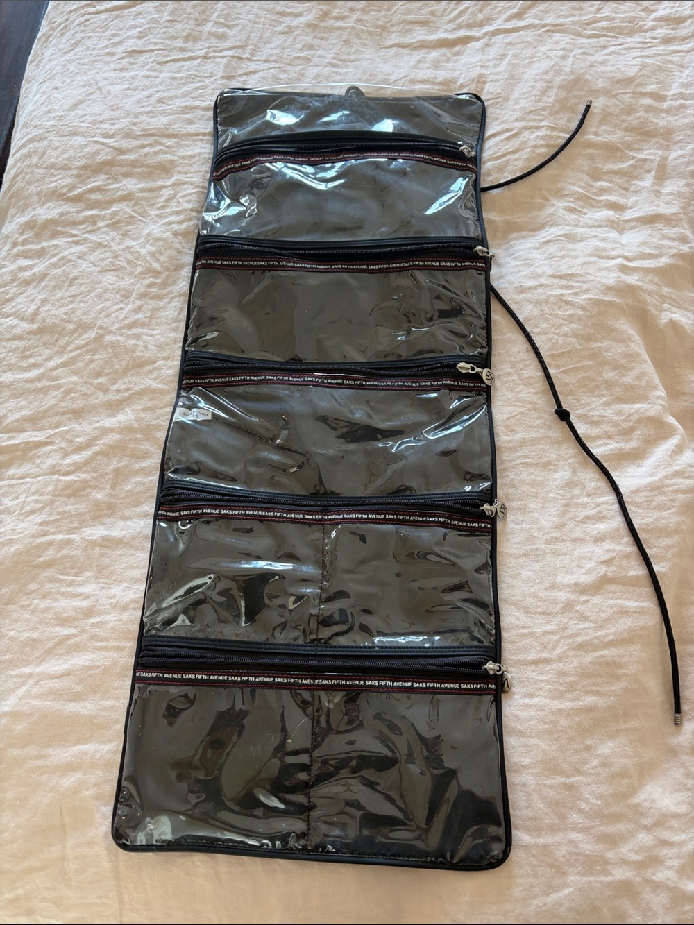 Vintage Saks fifth ave Clear Roll-Up Travel Organizer  - Black